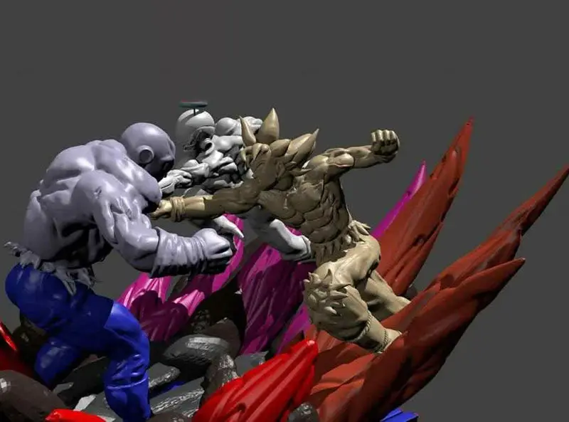 Jiren vs Goku and Frieza Statue 3D Printing Model STL