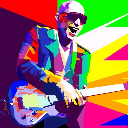 乔·塞奇尼 Joe Satriani 吉他乐器演奏家波普艺术 WPAP 矢量