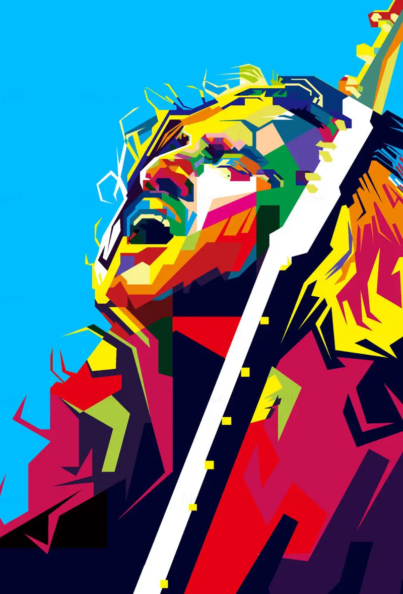 John Frusciante RHCP Gitarist Pop Art WPAP Vektör