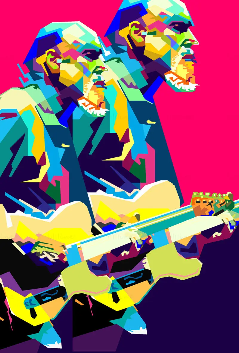 John Scofield Jazzový kytarista Pop Art WPAP Vector