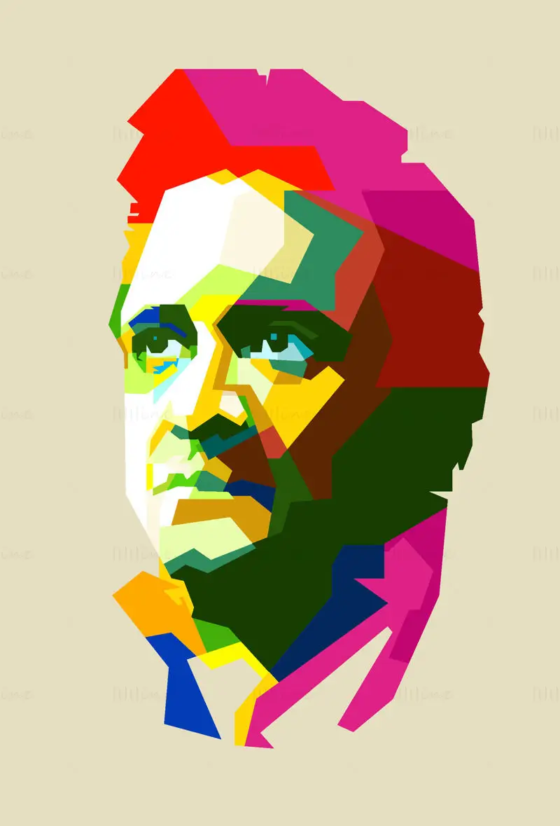 Johny Cash Country Folk Şarkıcısı Pop Art WPAP Vektör