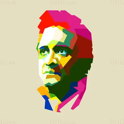 Johny Cash Country Folk Şarkıcısı Pop Art WPAP Vektör