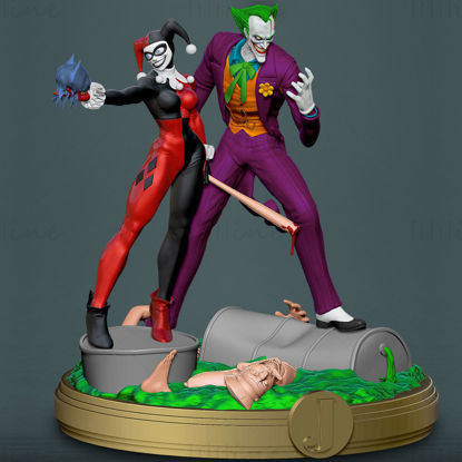 Joker und Harley 3D-Modell bereit zum Drucken STL