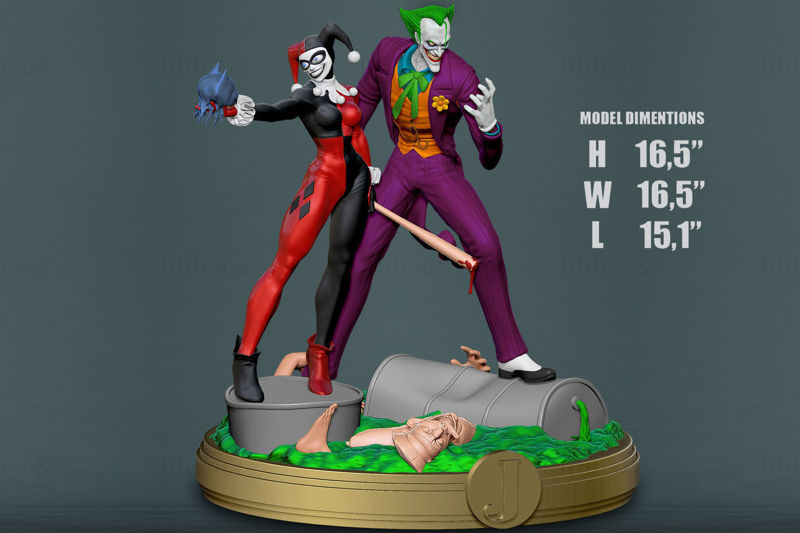 Joker und Harley 3D-Modell bereit zum Drucken STL