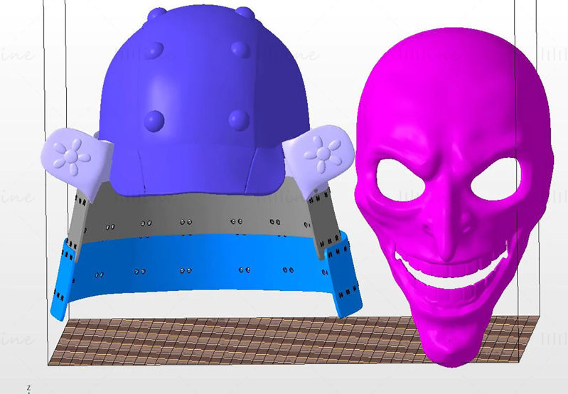 Joker Samurai-helm 3D-printmodel STL