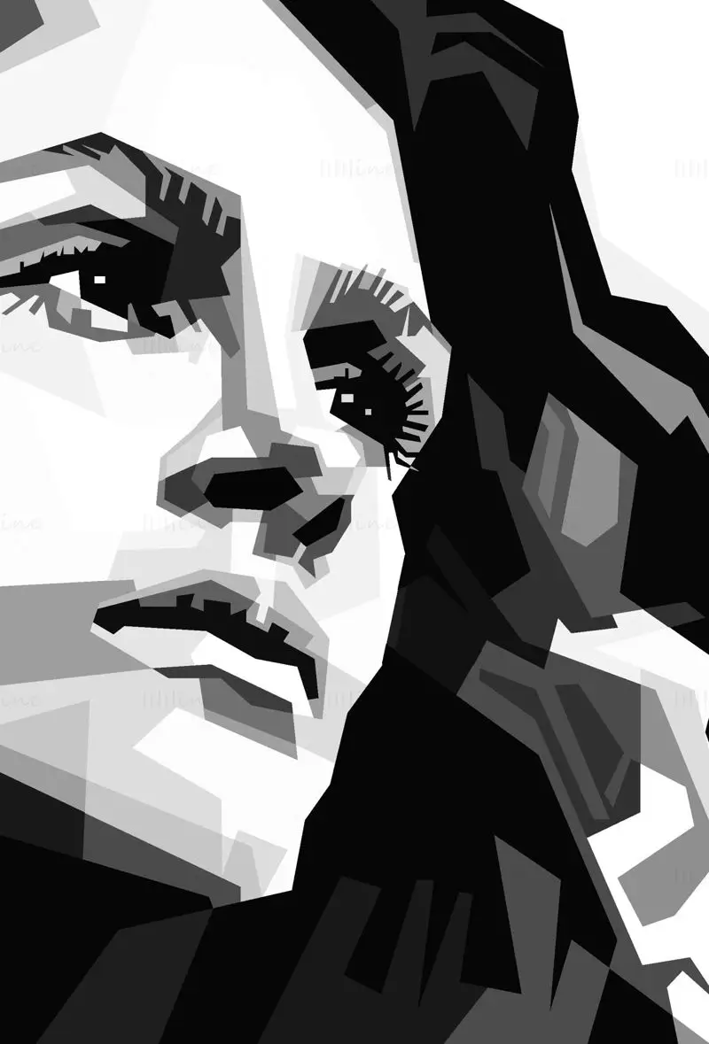 Julia Roberts, Hollywood-Schauspielerin, monochrome Illustration