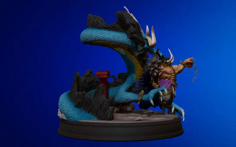 Model 3D Kaido Emperor and Dragon gata de imprimat STL