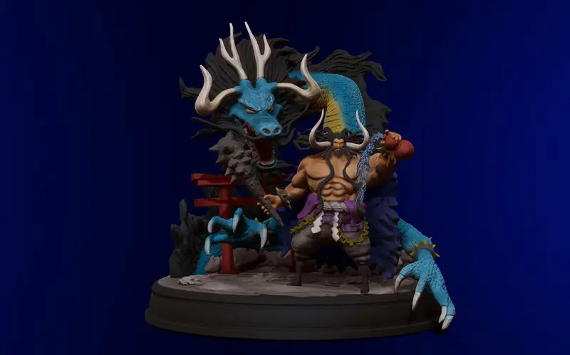 Model 3D Kaido Emperor and Dragon gata de imprimat STL