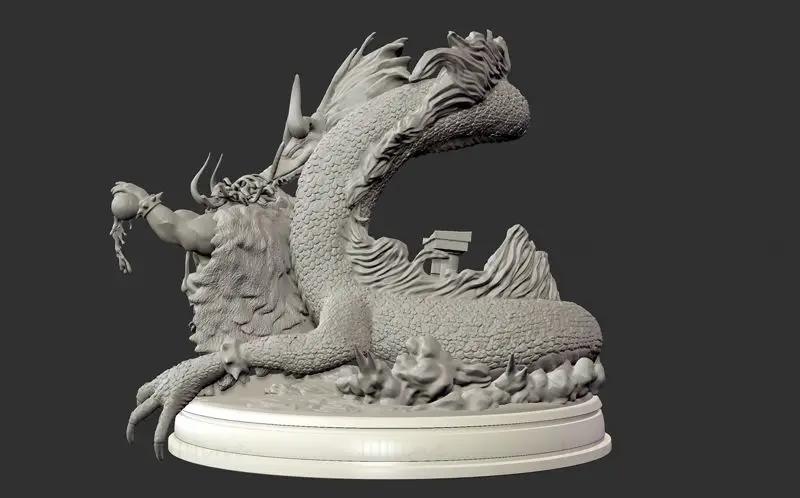 Model 3D Kaido Emperor and Dragon gata de imprimat STL