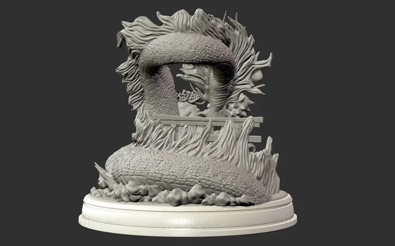 Model 3D Kaido Emperor and Dragon gata de imprimat STL