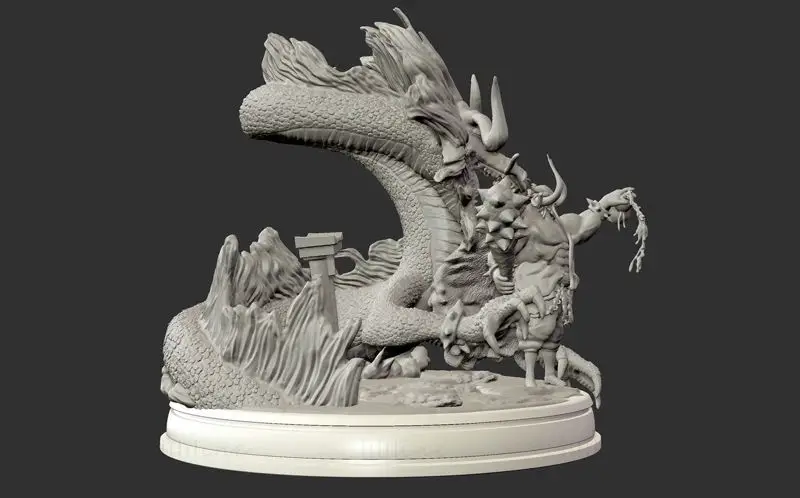 Model 3D Kaido Emperor and Dragon gata de imprimat STL