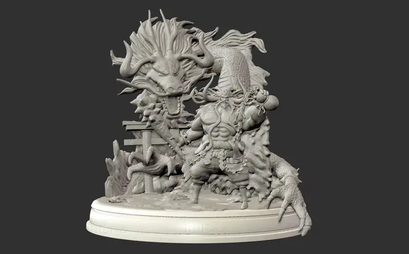 Model 3D Kaido Emperor and Dragon gata de imprimat STL