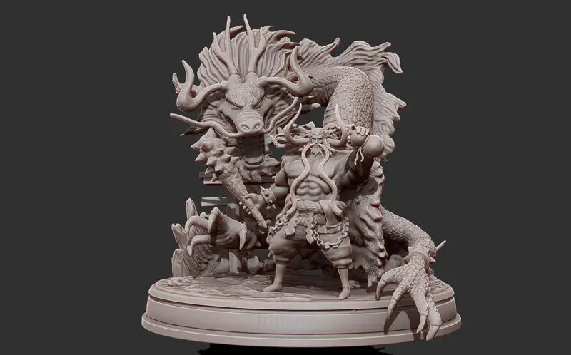 Kaido Emperor and Dragon 3D Model Ready to Print STL