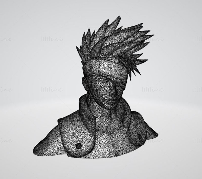 Kakashi Naruto Bust Modelo 3D Pronto para Imprimir STL