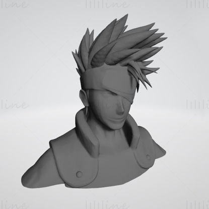 Kakashi Naruto Büste 3D-Modell bereit zum Drucken STL