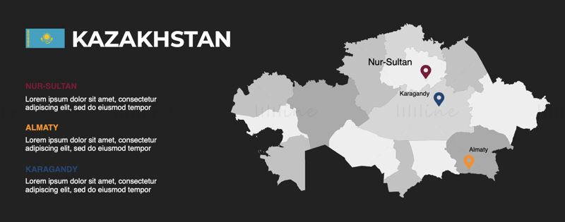 Harta Infografică Kazahstan PPT editabilă și Keynote