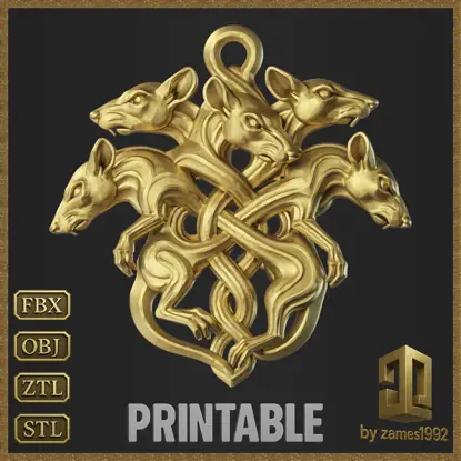 Modello di stampa 3D per il design del ciondolo King Rats