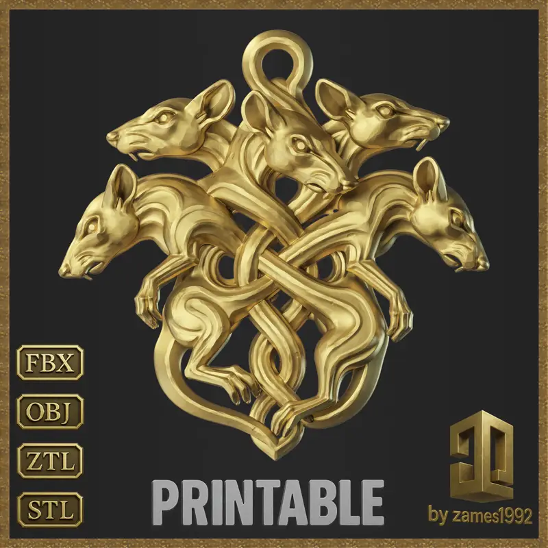 Modello di stampa 3D per il design del ciondolo King Rats