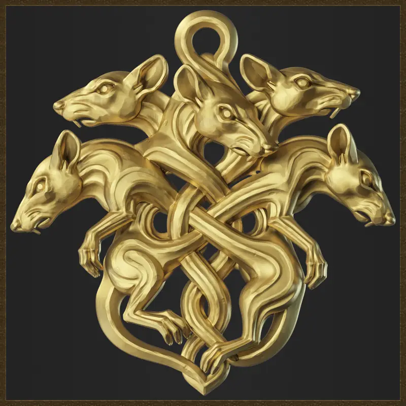 Modello di stampa 3D per il design del ciondolo King Rats