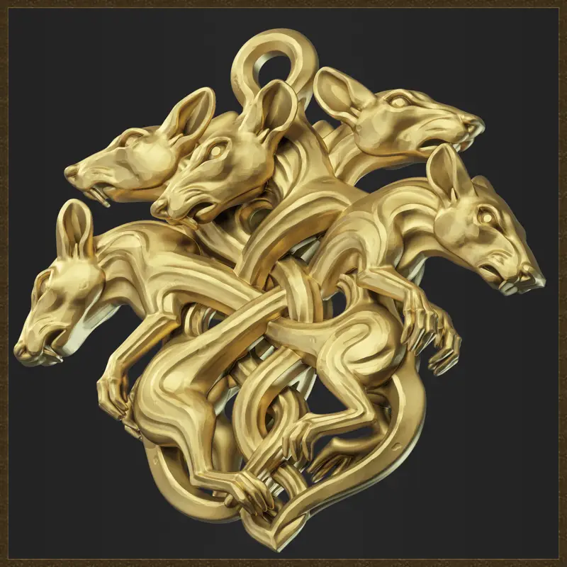 Modello di stampa 3D per il design del ciondolo King Rats