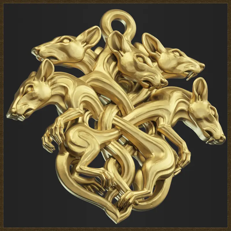 Modello di stampa 3D per il design del ciondolo King Rats