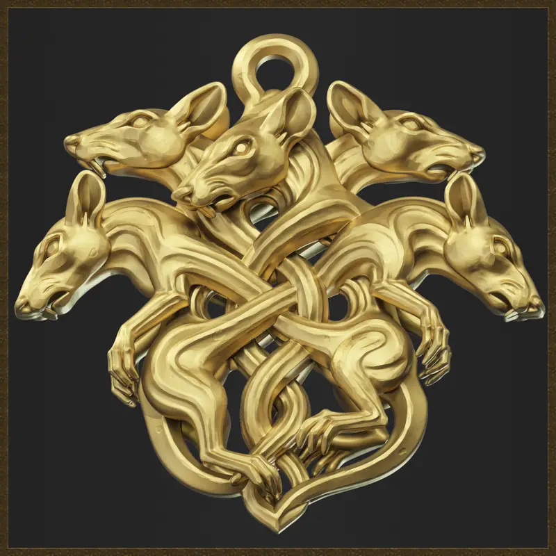 Modello di stampa 3D per il design del ciondolo King Rats