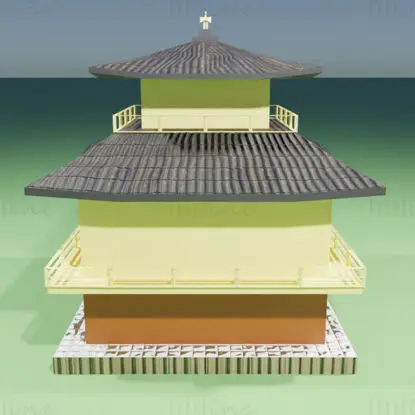 3д модель храма Кинкакудзи Низкополигональная