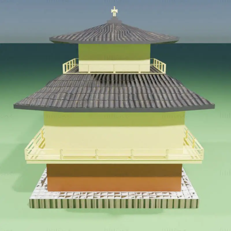Нискополигонален 3d модел на храма Kinkakuji