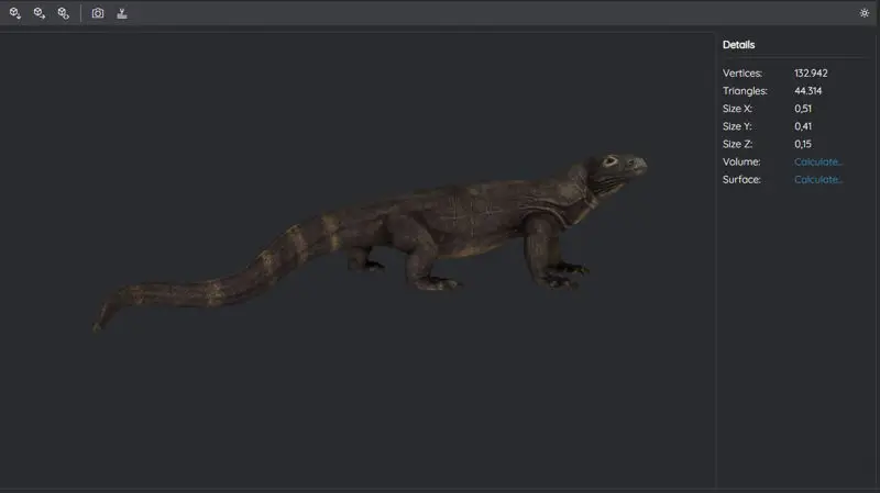 Modello di stampa 3D del drago di Komodo