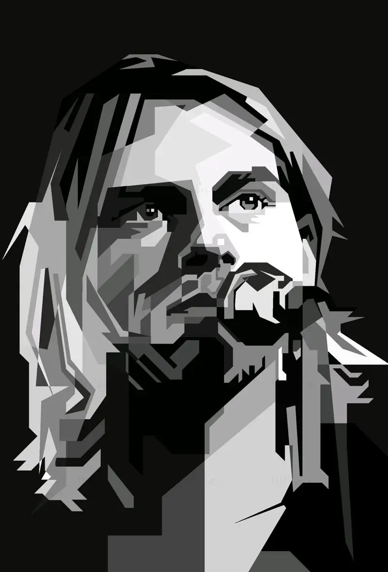 Kurt Cobain Nirvana Grunge černá bílá vektor