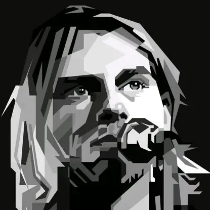 Kurt Cobain Nirvana Grunge Negro Blanco Vector