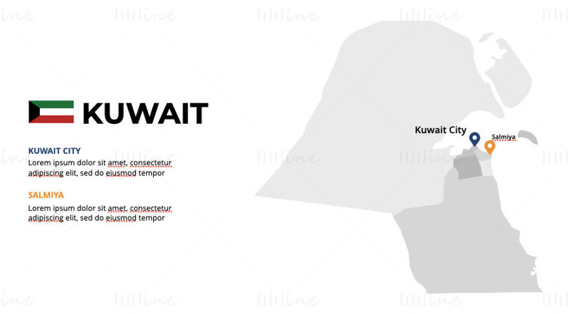 Kuwait Infographics Kart redigerbar PPT og Keynote