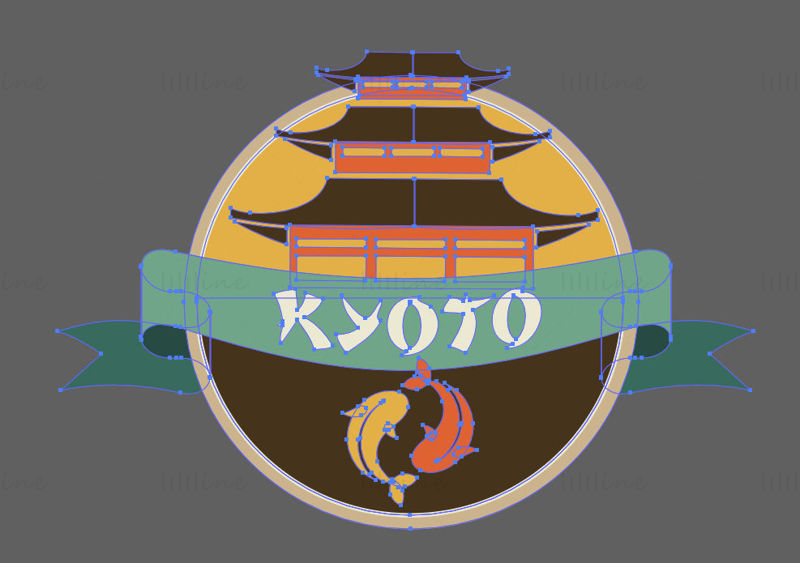 Kyoto City iconic elements vector eps png