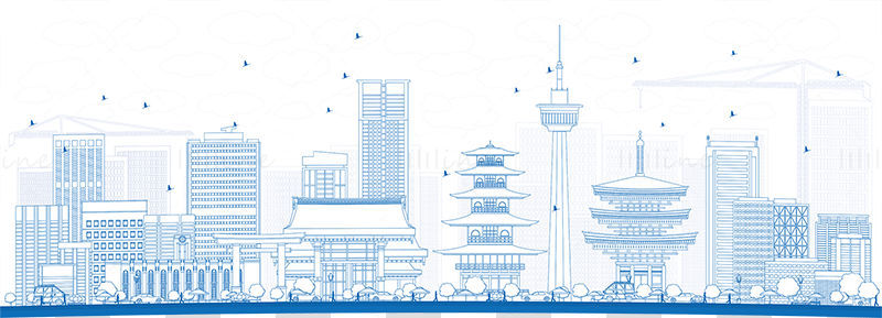Kyoto Skyline vector illustration