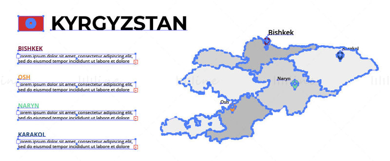 Kırgızistan harita vektörü