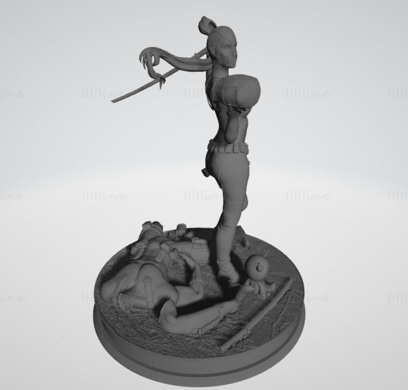 3D-модель Lady Deadpool Diorama, готовая к печати, только SLA