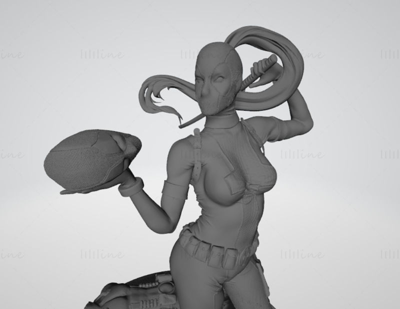 Lady DeadpoolDiorama3DモデルはSLAのみを印刷する準備ができています