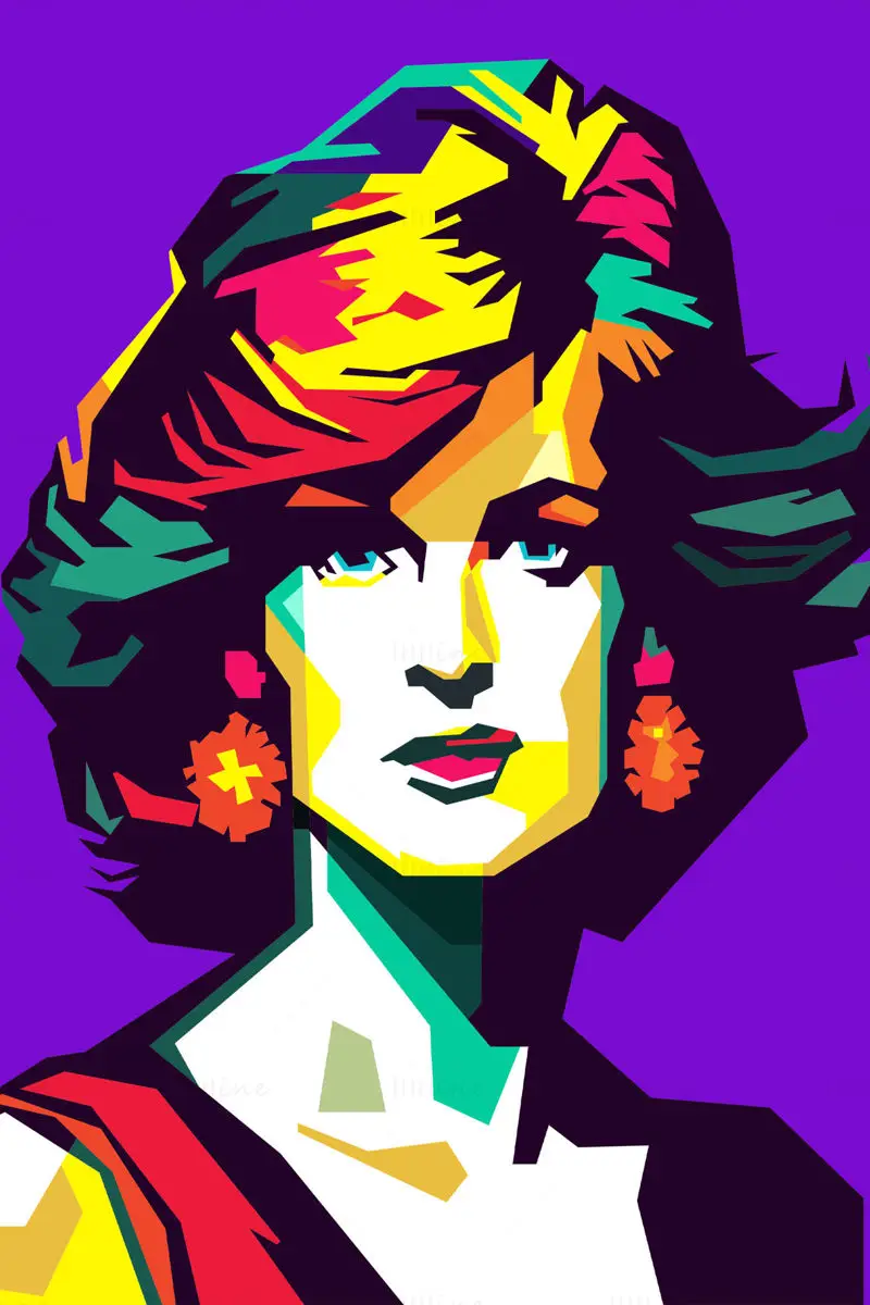 Lady Diana Pop Art WPAP İllüstrasyon Vektörü