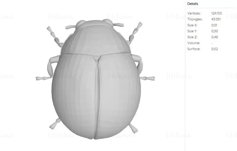 Modello di stampa 3D di animale coccinella