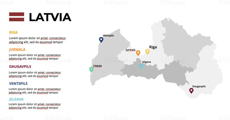 Latvia Infographics Map editable PPT & Keynote
