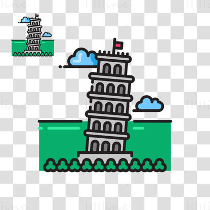 ピサの斜塔のベクトル図