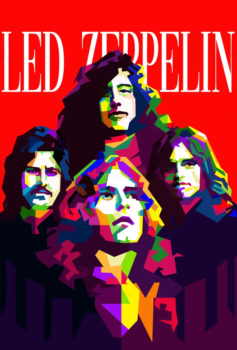 Led Zeppelin English Classic Rock And Blues Pop Art WPAP Vector