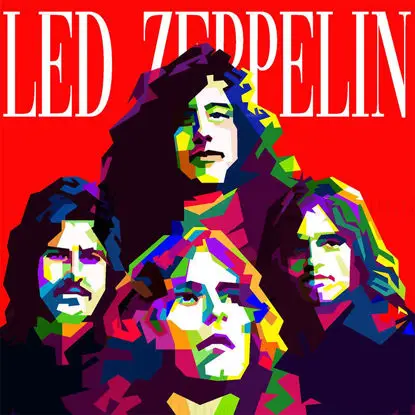 Led Zeppelin angleški klasični rock in blues pop art WPAP vektor