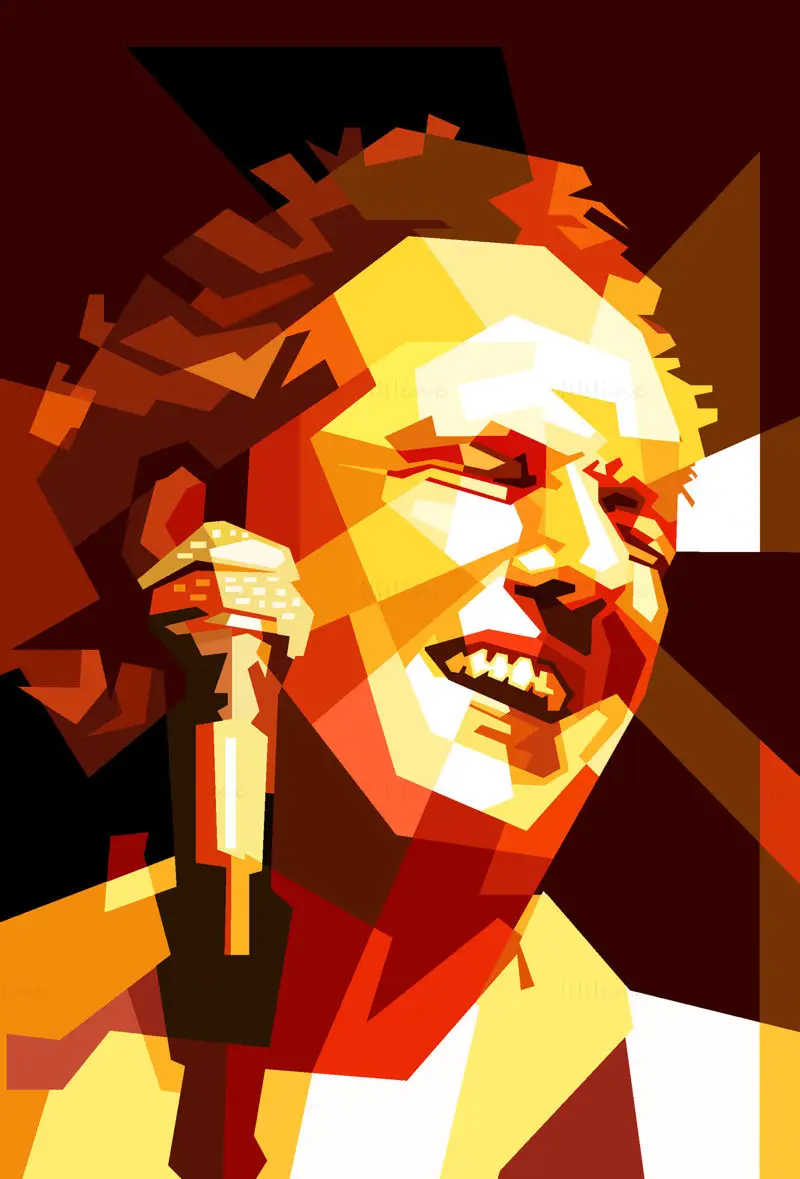 Lee Ritenour Jazz kitarist Retro Vector