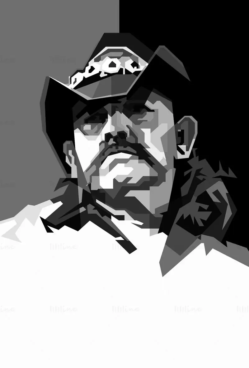 Arte vectorial monocromático de Lemmy Kilmister