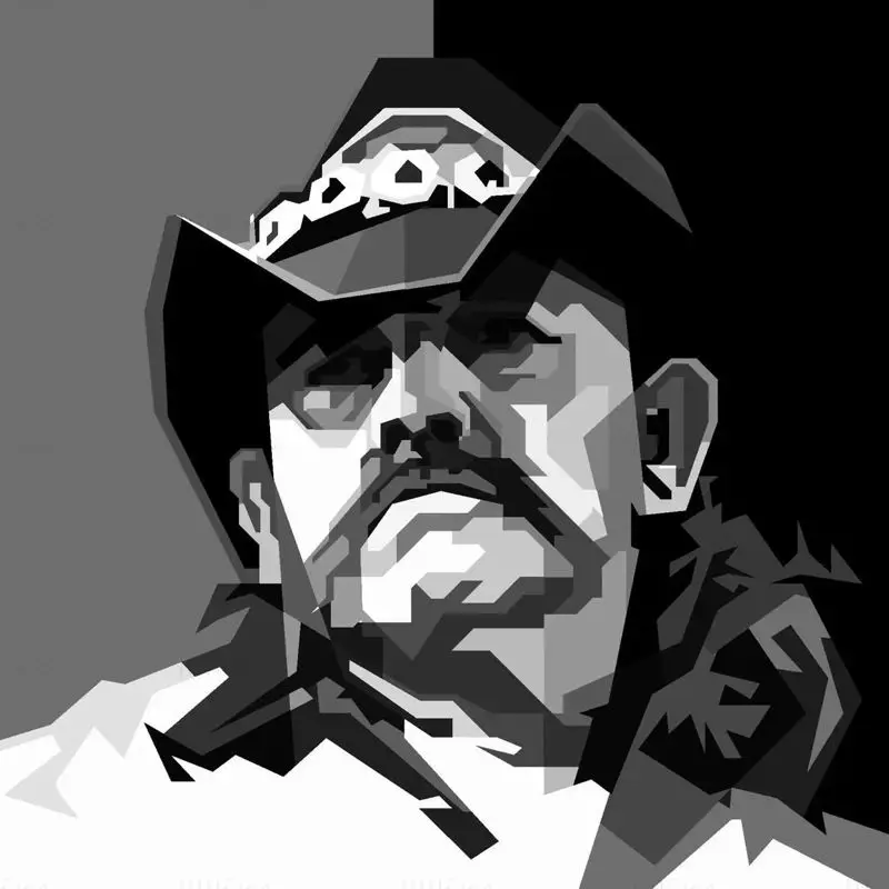 Arte vectorial monocromático de Lemmy Kilmister