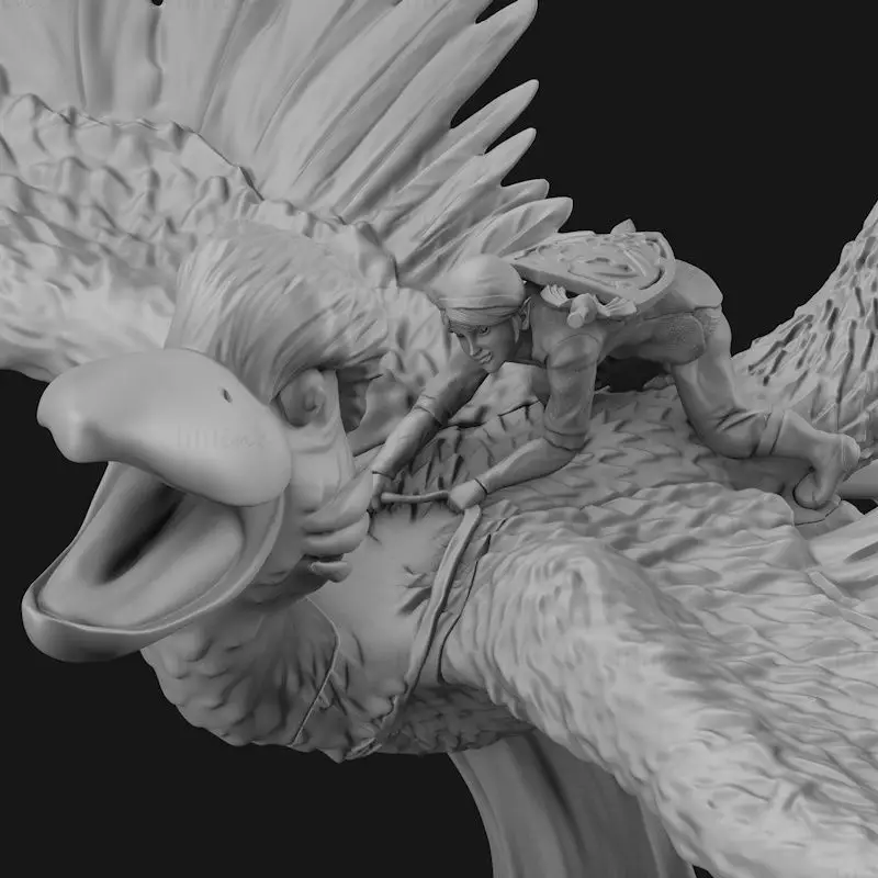 Fichiers STL du modèle imprimable 3D de Link Riding Bird Legend of Zelda