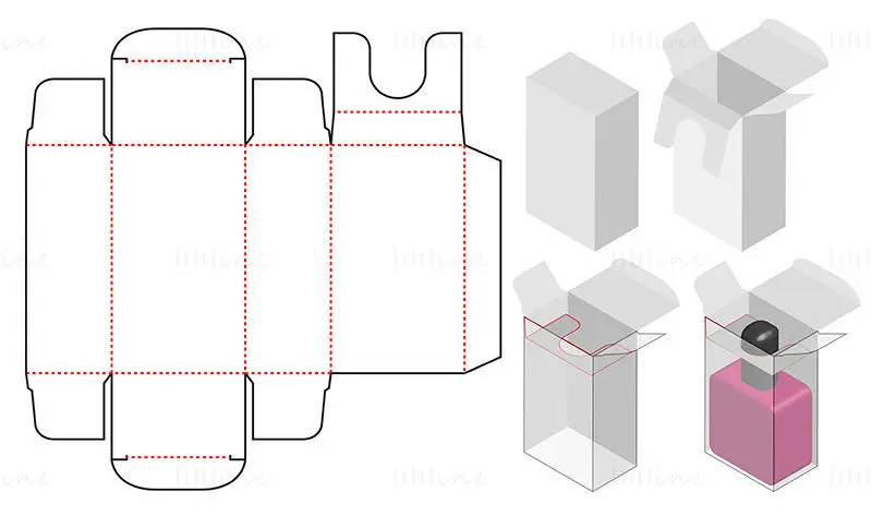 Liquid Bottle Product Packaging Box dieline vector