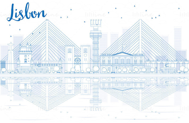 Lisbon Skyline vector illustration