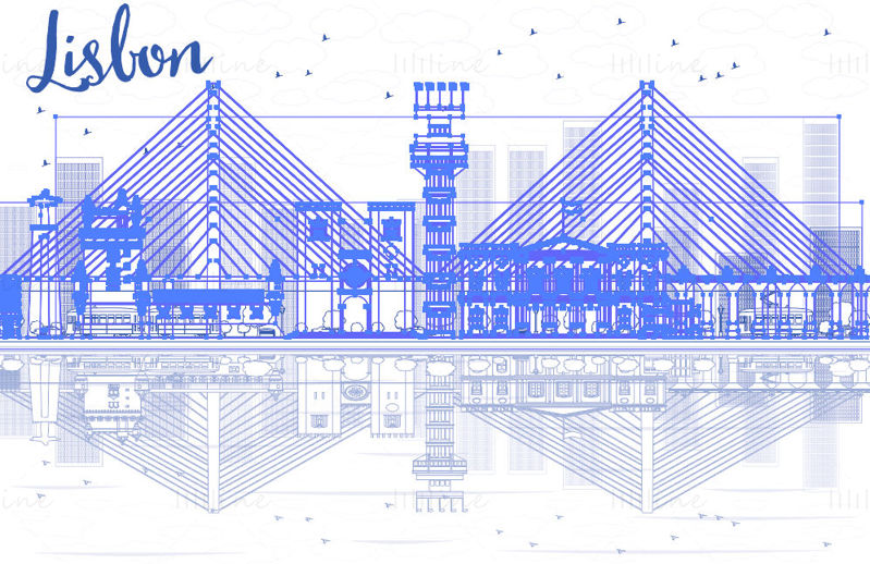 Lisbon Skyline vector illustration